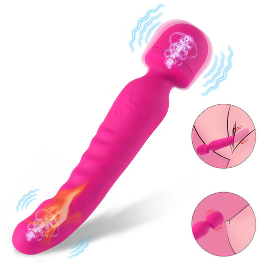 Dildo Vibrator 360° Rotation AV Heating Vibrator Magic Wand Clitoris Stimulator Female G-Spot Massager Adult Sex Toy for Women