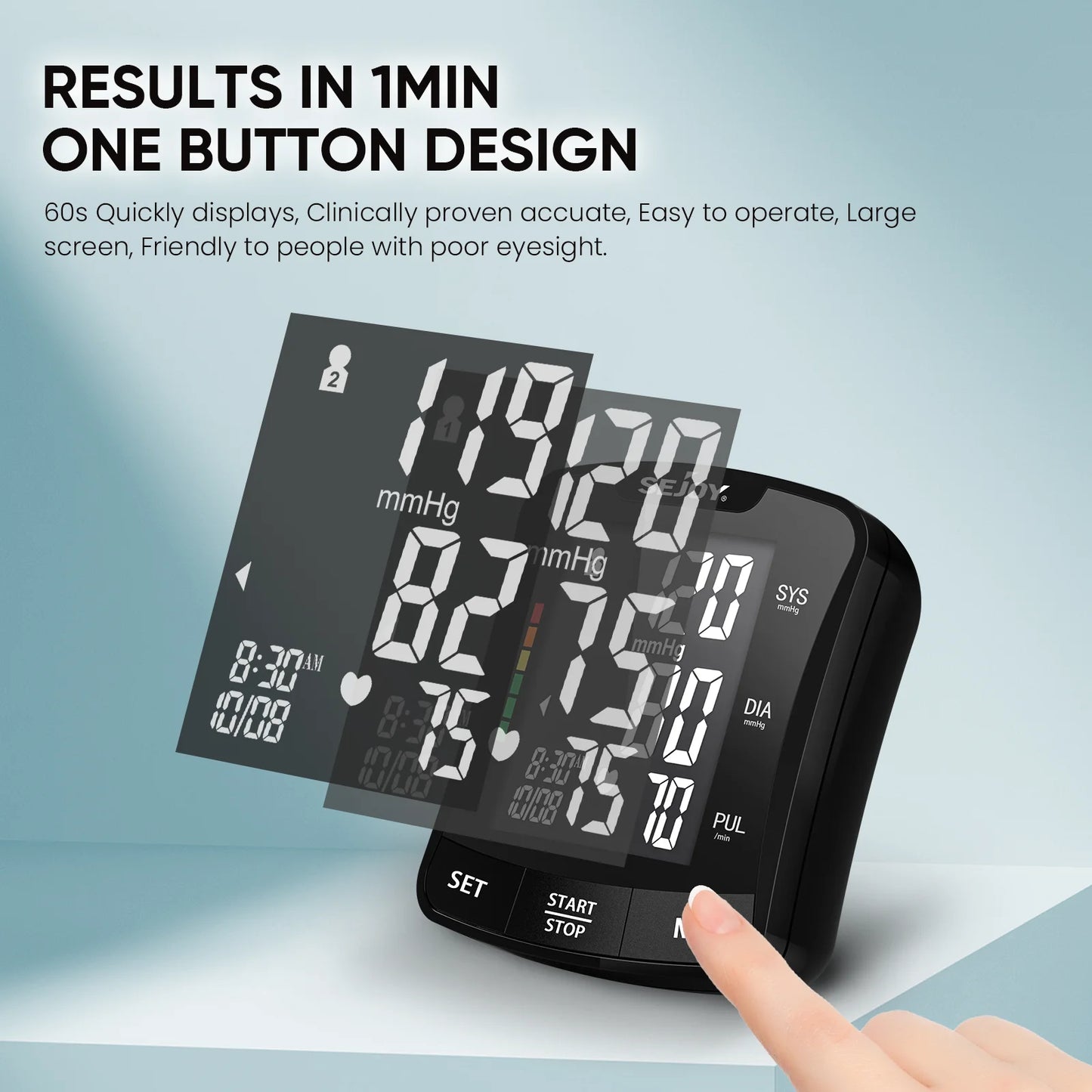 Electronic Blood Pressure Monitor Wrist Cuff Tonometer Digital Sphygmomanometer Electronic BP Monitors Blood Meter