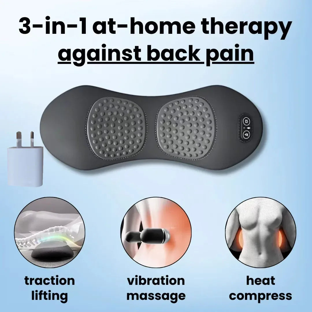 3-in-1 Back Massager with Relief, Bed Sleeping, Shiatsu Deep Tissue Portable Shoulder Lower Back Pain Relief Waist Massager