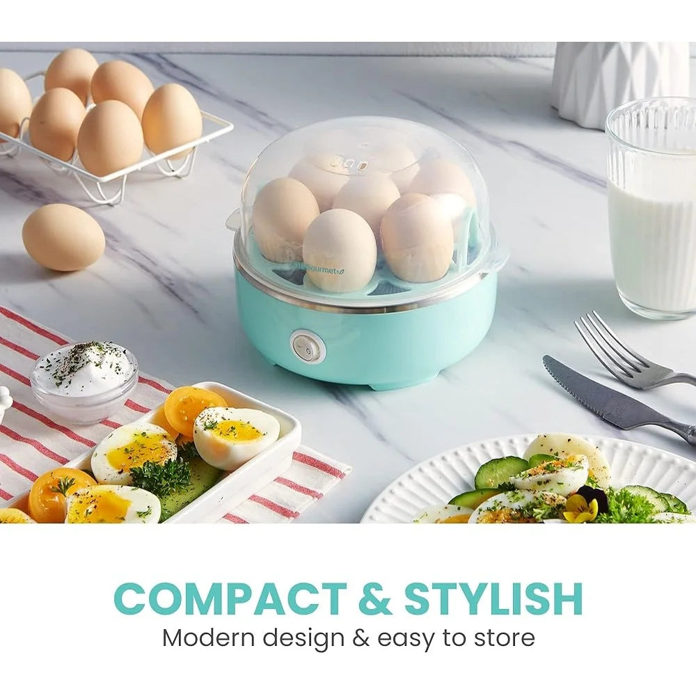 Electric Egg Cooker, 7-Egg Capacity, Auto Shut-Off, Soft Medium Hard Boiled, Easy Cleanup Compact Kitchen Appliance Measuring Cup