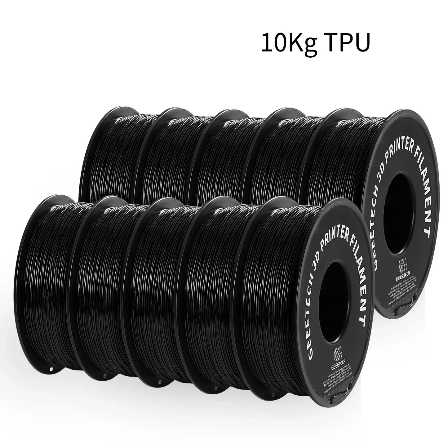 10Kg TPU 3D Printer Filament material 1kg 2.2LBS/Spool 1.75mm Plastic Vacuum Packaging Non-Toxic Shore Hardness 95A
