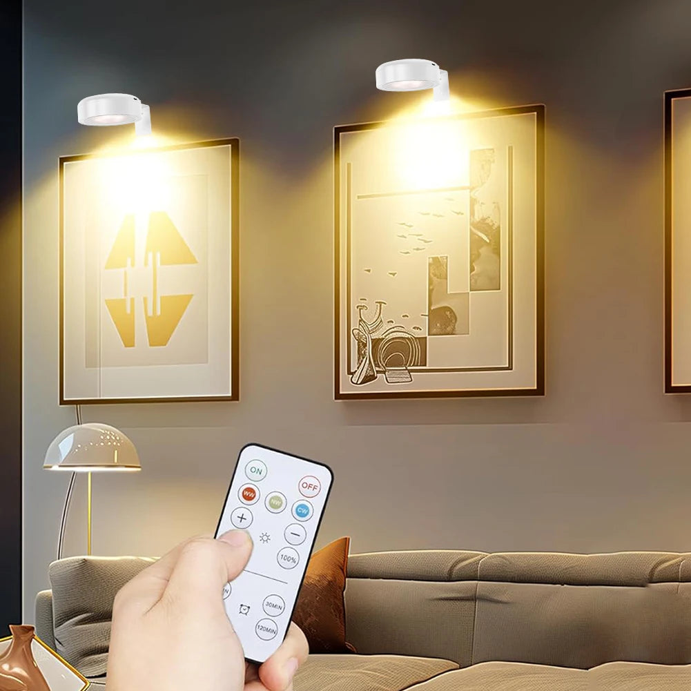 LED Light Magnetic Spotlight Rechargeable Wall Light Wireless Picture Light No Punch Reading Light Bedroom Bedside Light