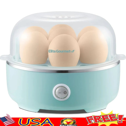 Electric Egg Cooker, 7-Egg Capacity, Auto Shut-Off, Soft Medium Hard Boiled, Easy Cleanup Compact Kitchen Appliance Measuring Cup