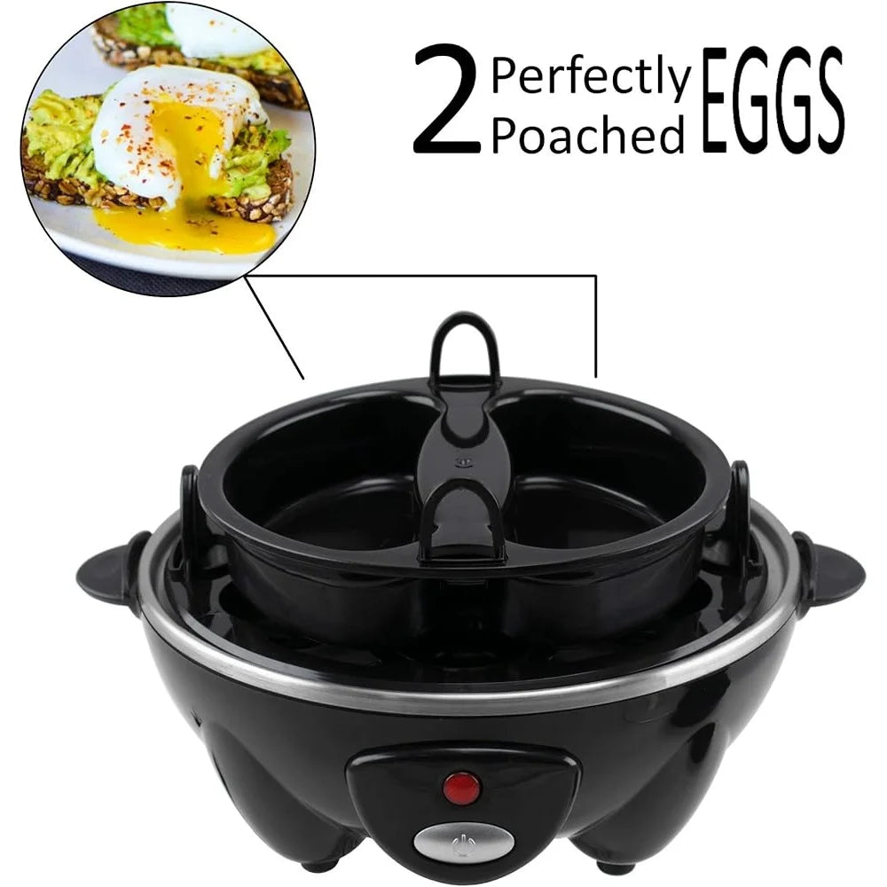 Electric Egg Cooker Automatic Shutoff 7 Egg Capacity Poacher Steamer One Touch Operation Boil Dry Protection Kitchen Appliance