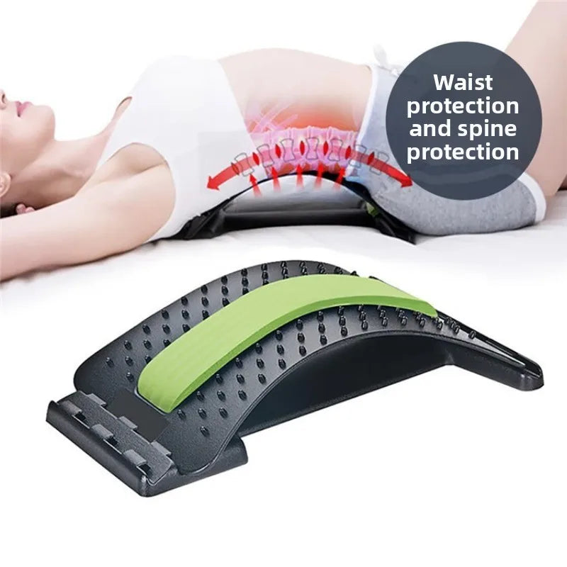 Back Massager, Magnetotherapy, Multi-Level Adjustable Stretcher Waist Neck Fitness Lumbar Cervical Spine Support Pain Relief