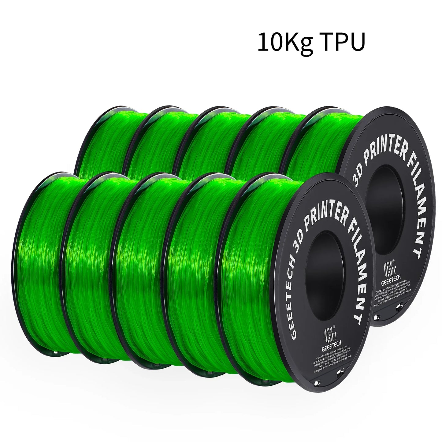 10Kg TPU 3D Printer Filament material 1kg 2.2LBS/Spool 1.75mm Plastic Vacuum Packaging Non-Toxic Shore Hardness 95A