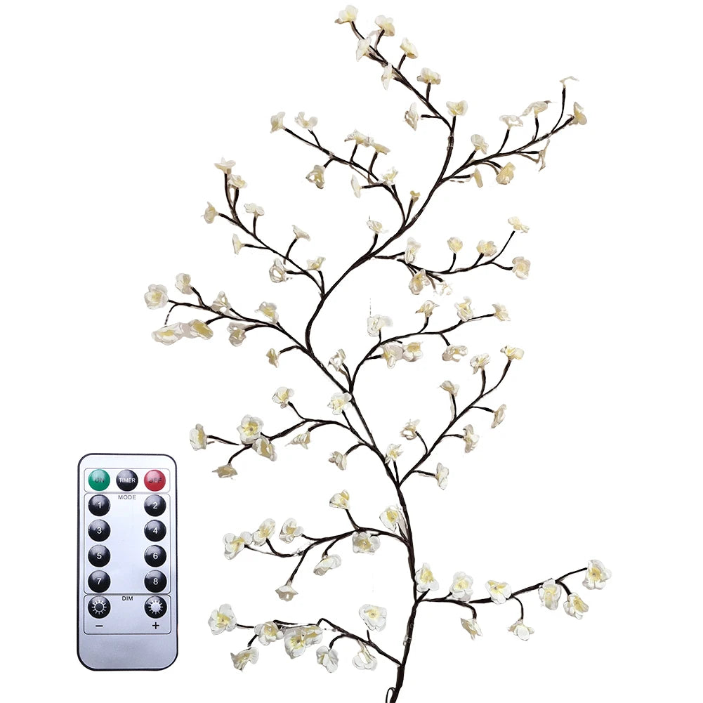48/72/96/144LED Tree Branch Lamp USB Charging Vine Tree Light Strip Remote Control for Christmas Party Wall Decoration