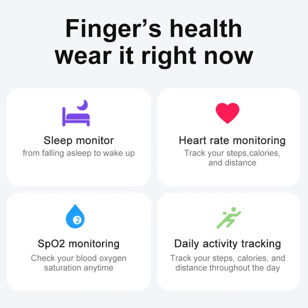 Smart Ring Heart Rate Pressure Blood Oxygen Sleep Monitor 2025 Men Women Waterproof Health Monitor Sport Modes Smart Ring