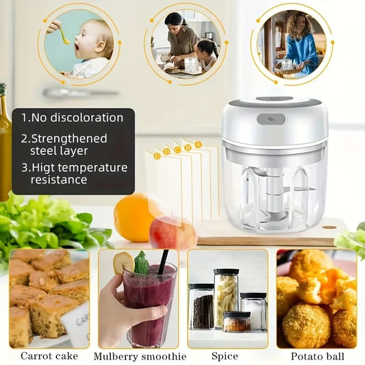 Electric Garlic Chopper Pro - Compact USB-Powered Crusher for Vegetables/Spices, Green Mini Chopper for Quick Prep