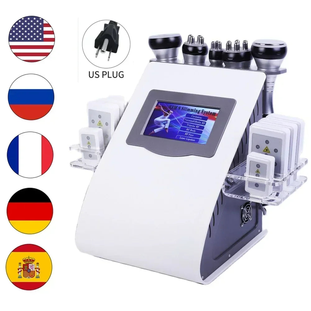 Anti-Wrinkle & Ultrasonic Body Slimming Machine, RF Tool 40K Cavitation  Multi-Polar  Rejuvenation Skin Lift Tighten