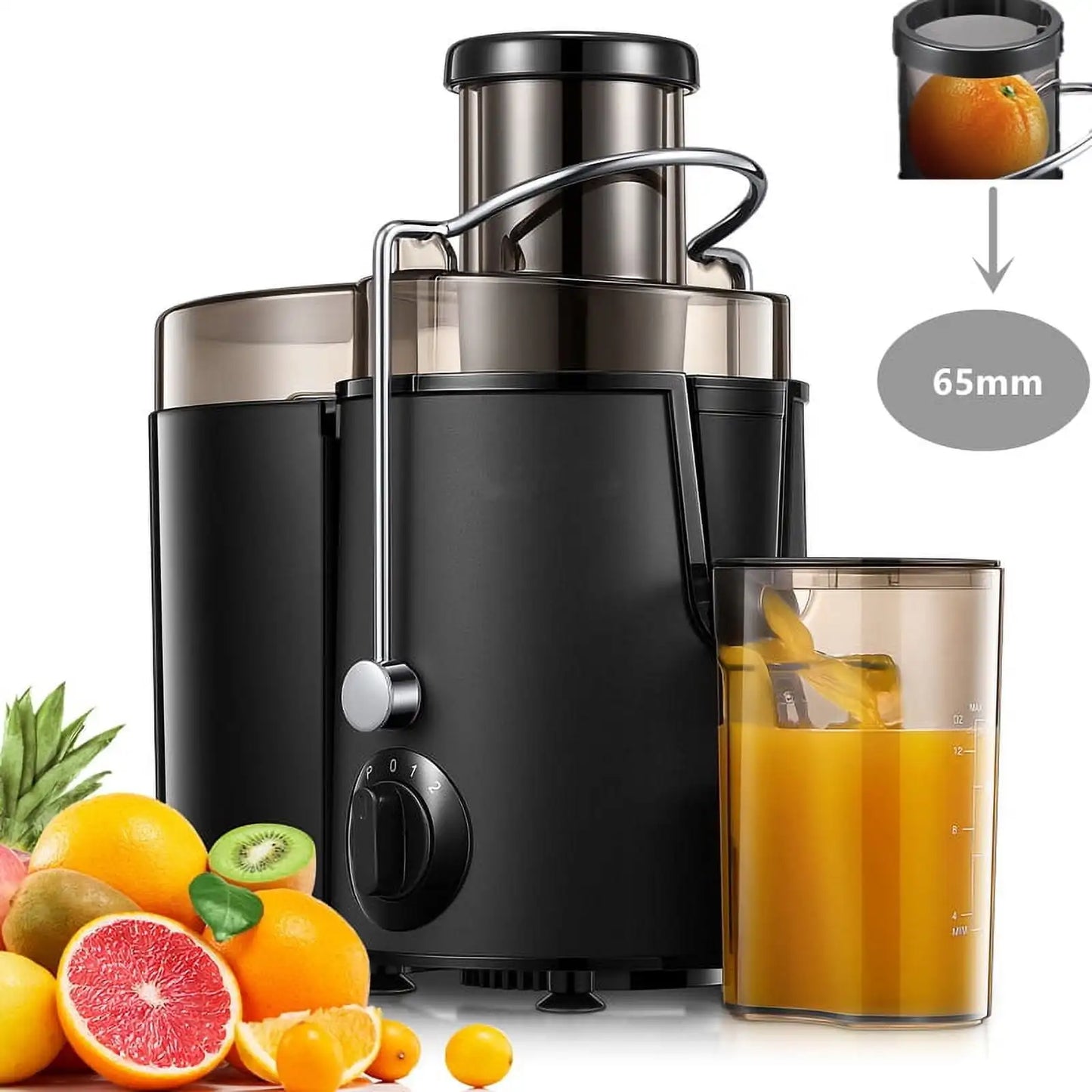 Centrifugal Juicer Machine, Wide 3” Feed Chute Juice Extractor, Fruit Juicer with Pulse Function and Multi-Speed Control