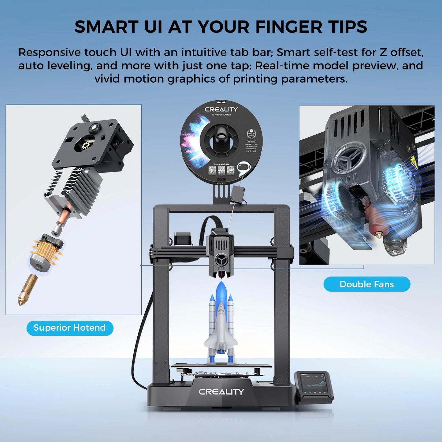 3D Printer 500mm/s MAX Printing X-axis Linear Rail CR Touch Auto Leveling Upgraded Sprite Direct Extruder