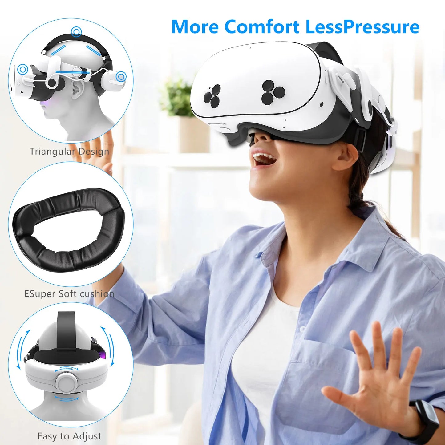 for Meta Quest 3/3s Accessories S4 Head Strap Built-in 12000mAh Battery Pack PD Fast Charging  Replacement Battery Strap Enhance