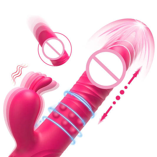 Rabbit Vibrator, Telescopic Vibration G Spot, Clitoris Stimulator, Dildo Vibrators, Female Nipple ,Masturbation Sex Toys for Women