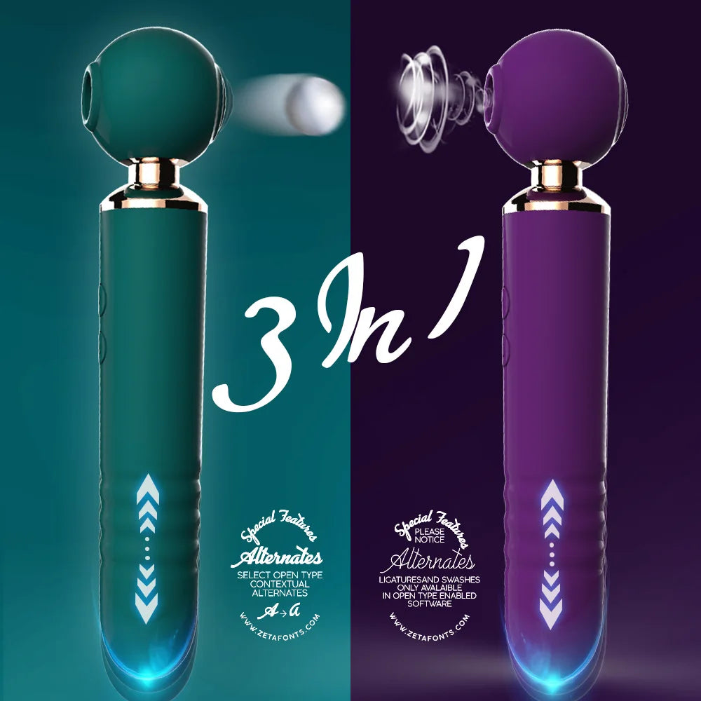 Powerful Av Magic Wand, Vibrators For Women, 3in1 Sex Toys, Telescopic Dildo, G Spot Stimulato,r Tapping Clitoris Sucker And Massager