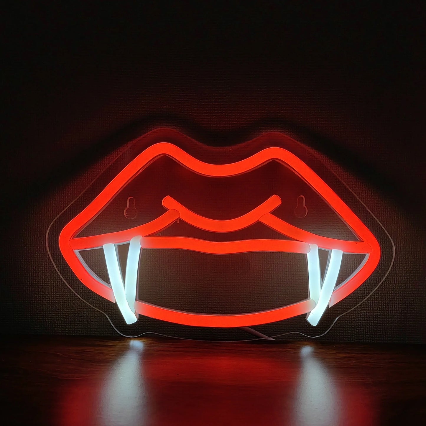 Neon Logo for Vampire Teeth Lips LED Gothic Style Decorative Light for Room Bar Club Man Cave Halloween Decorative Wall Sconce