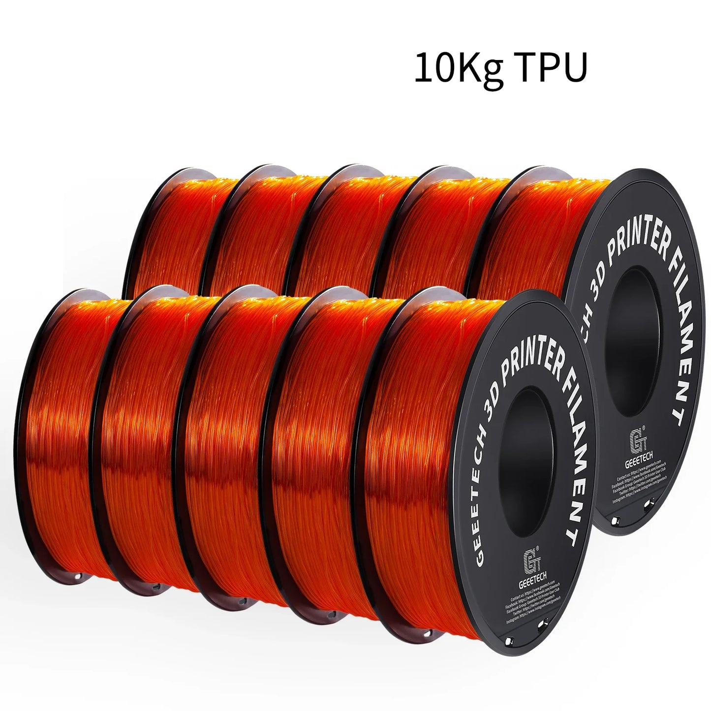 10Kg TPU 3D Printer Filament material 1kg 2.2LBS/Spool 1.75mm Plastic Vacuum Packaging Non-Toxic Shore Hardness 95A