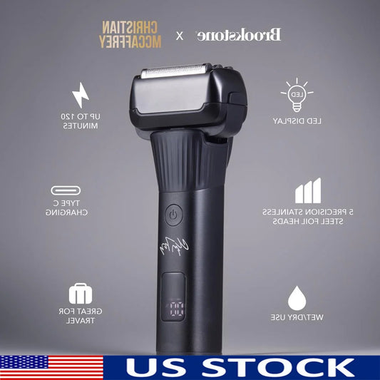 Special Edition Cordless Rechargeable Electric Shaver, 5 Head Foil Blades, Waterproof Men's Grooming Tool