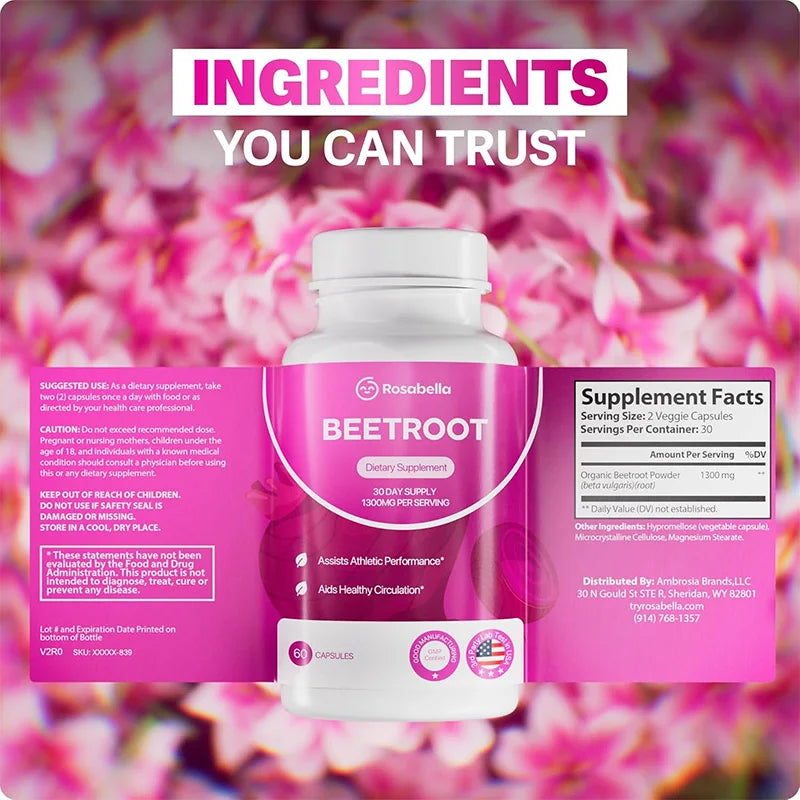 Organic Beetroot – 1300 mg Beetroot Powder for Natural Energy and Endurance Support