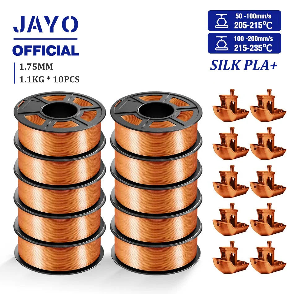10Rolls SILK PLA+ 3D Filament, 1.75mm SILK PLA, Rainbow Filament for FDM 3D Printer, SILK Dual & Triple 3D Printing Materials