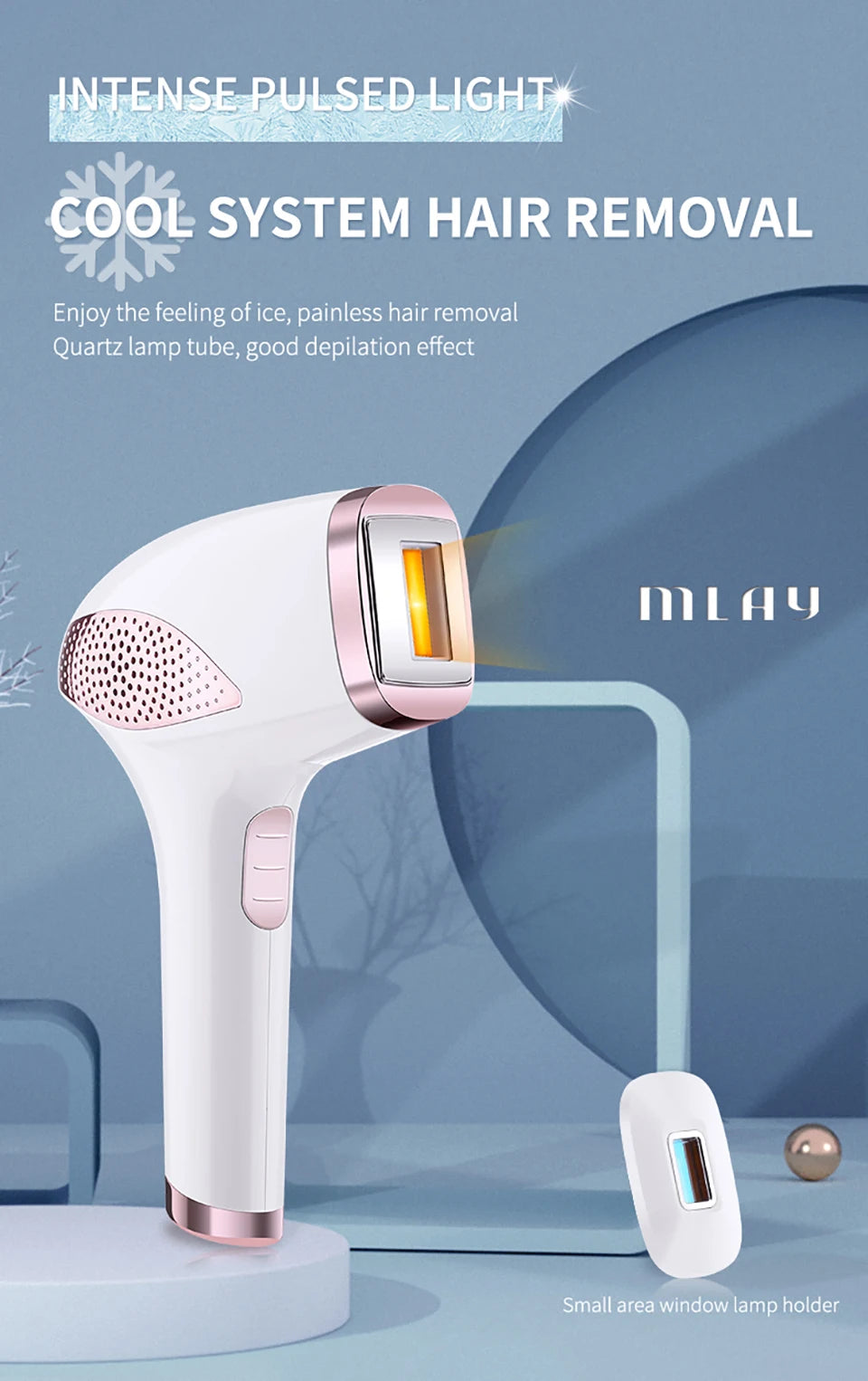 IPL Laser Hair Removal Machine, Ice Cool Permanent, Face Body Bikini Epilator, With 500000 Shots for Women, Men, Home Use
