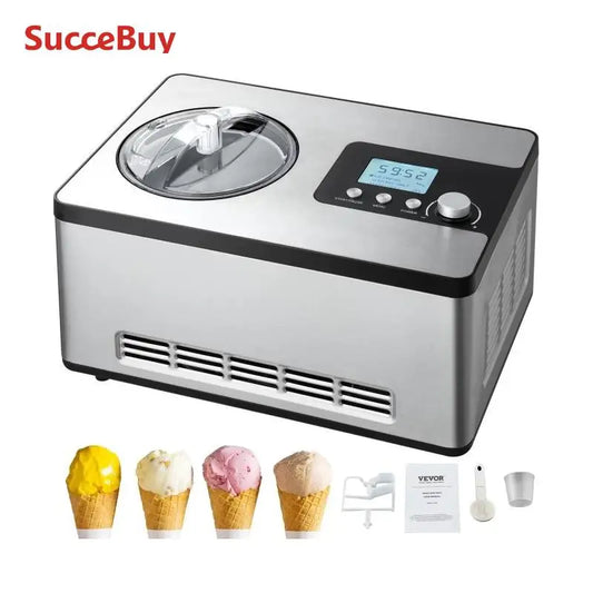 Automatic Ice Cream Maker with Built-in Compressor, 2 Quart, No Pre-freezing, Fruit Yogurt Machine, Electric Sorbet Maker