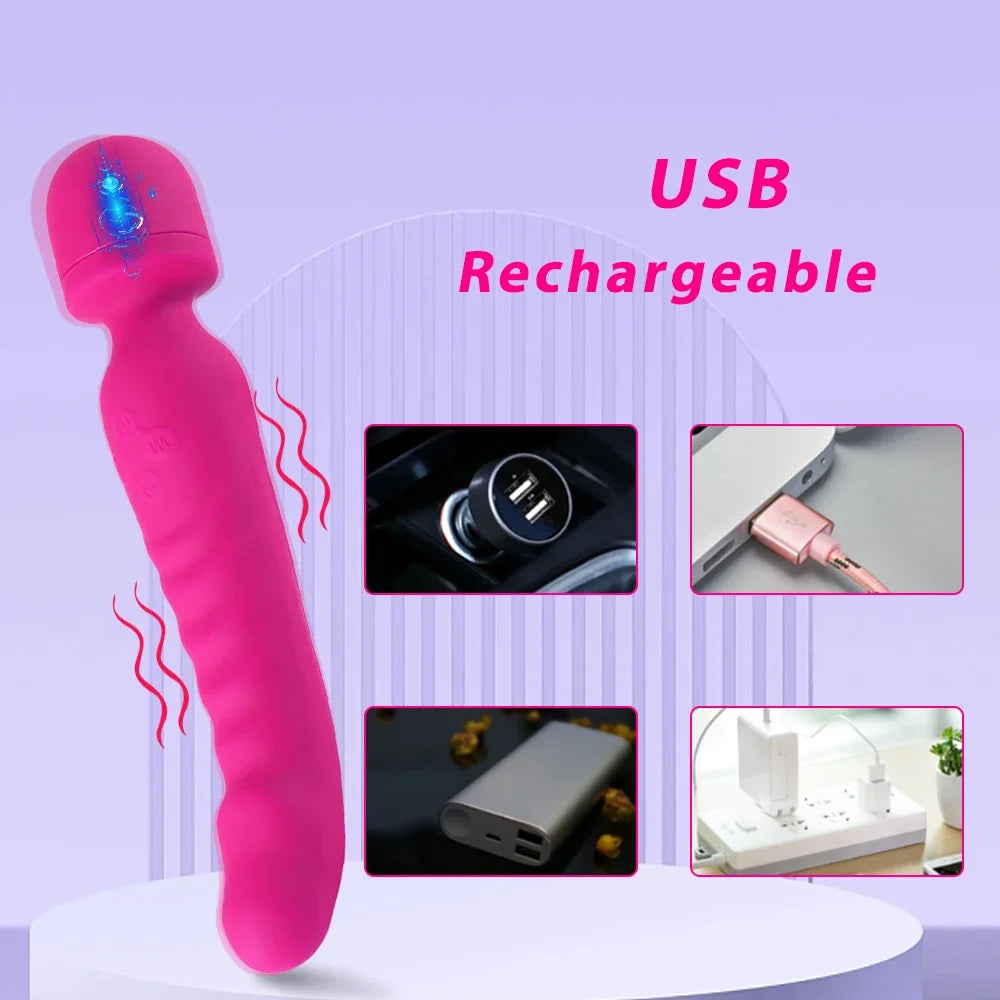 Dildo Vibrator 360° Rotation AV Heating Vibrator Magic Wand Clitoris Stimulator Female G-Spot Massager Adult Sex Toy for Women