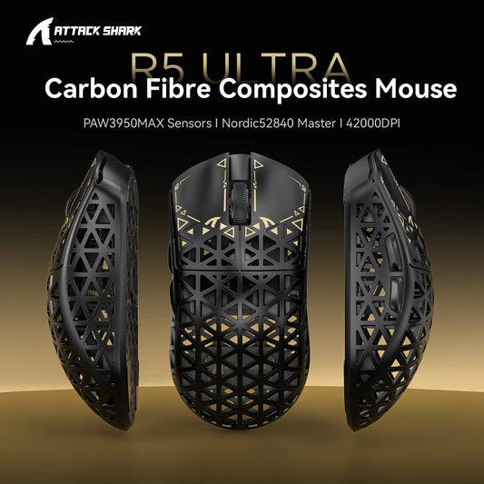 Ultra 8K Carbon Fiber Wireless Gaming Mouse with 42000 DPI -PAW3950 MAX Sensor -39g Ultra-Lightweight for Win/Mac