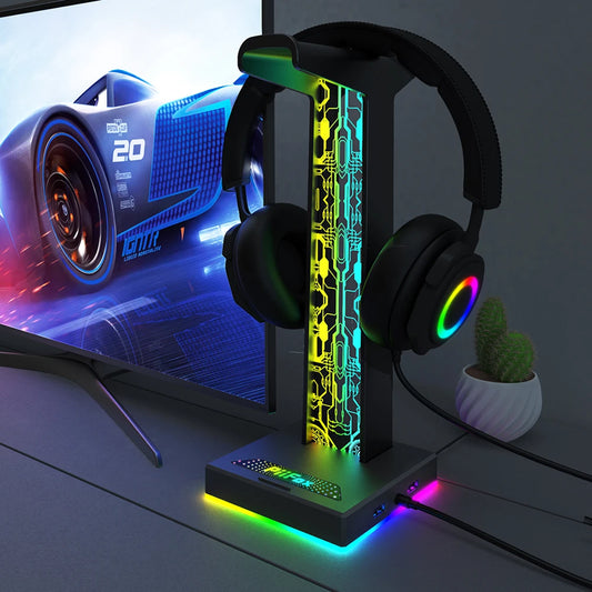 Headphone Stand Holder Rack 10 Lighting Effects Headset Support Stand Space Saving Headphone Display Rack for Table Supplies