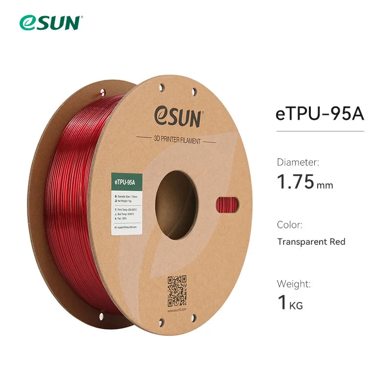 Flexible TPU Filament 1.75mm,TPU 95A 3D Printer Filament 1KG 2.2 LBS Spool 3D Printing Material TPU 95A  For 3D Printers