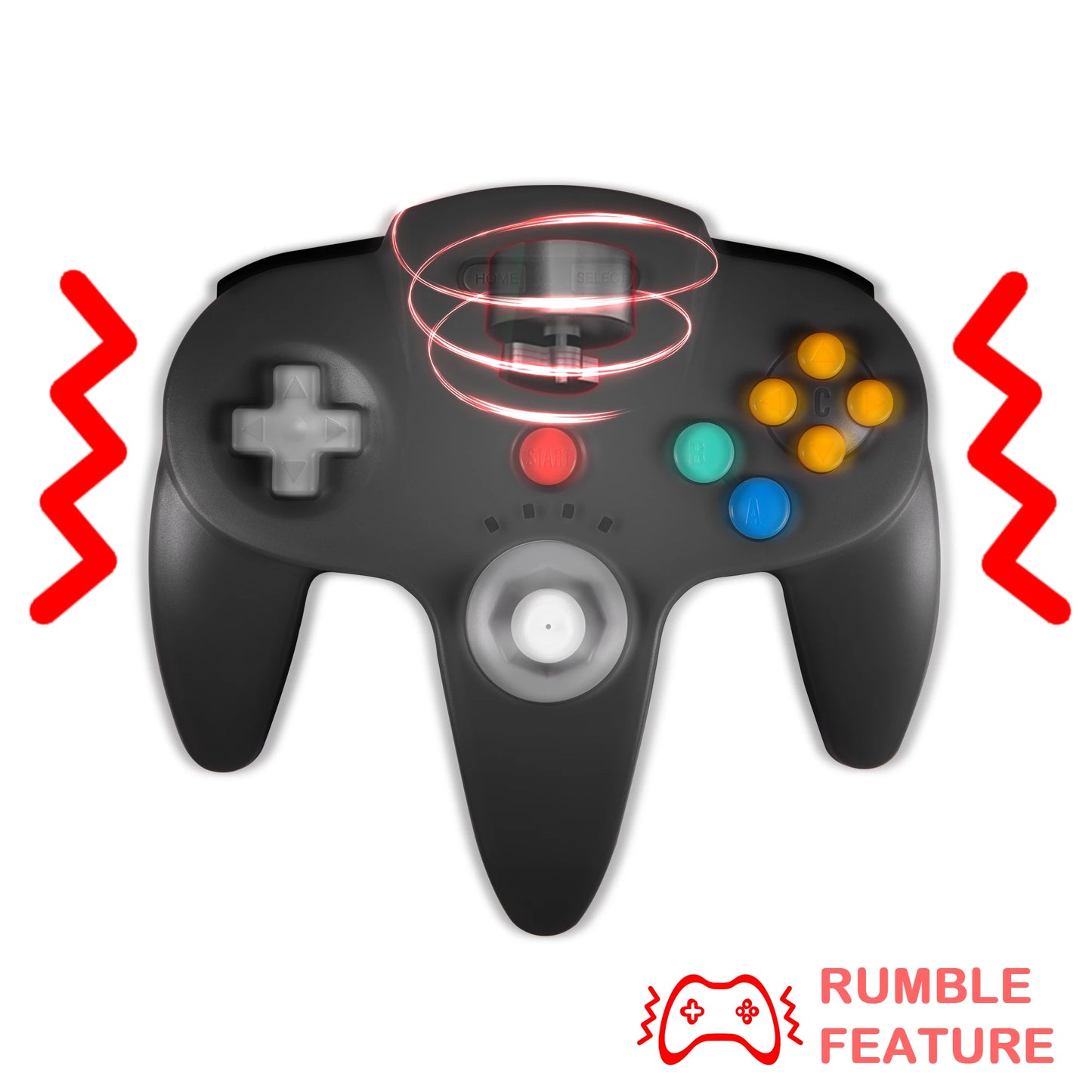 2.4 GHz Wireless N64 Controller Remote with USB & N64 Adapter for N64 Switch Online Windows PC Mac Raspberry Pi Built in Rumble