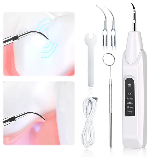 Ultrasonic Dental Scaler Oral Care, Tartar Removal, Calculus Remover Tooth Stain Cleaner LED Light Tooth Whitening Tools Household