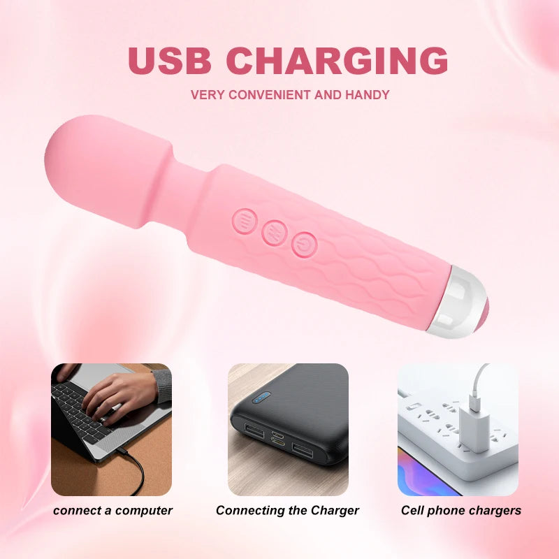 Vibrator for Women – 360° Bendable Rechargeable, 8-Speed and 20 Mode Silicone Wand for Clitoris & G-Spot Stimulation