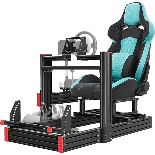 Racing Simulator Cockpit: Elite Series Racing Seat, Adjustable Wheel Mount, Fits Logitech/Fanatec (No Wheel/Pedals/Shifter)