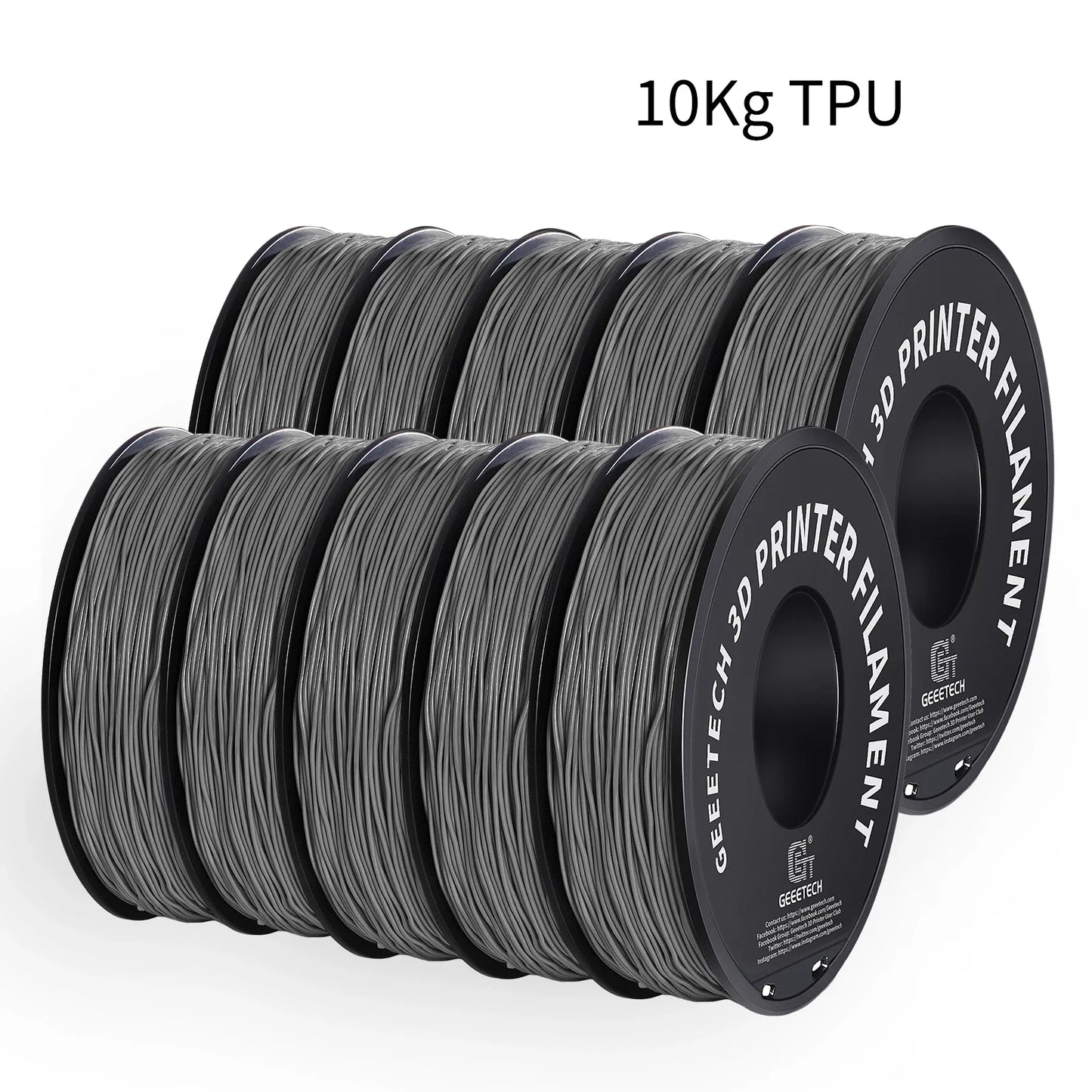 10Kg TPU 3D Printer Filament material 1kg 2.2LBS/Spool 1.75mm Plastic Vacuum Packaging Non-Toxic Shore Hardness 95A