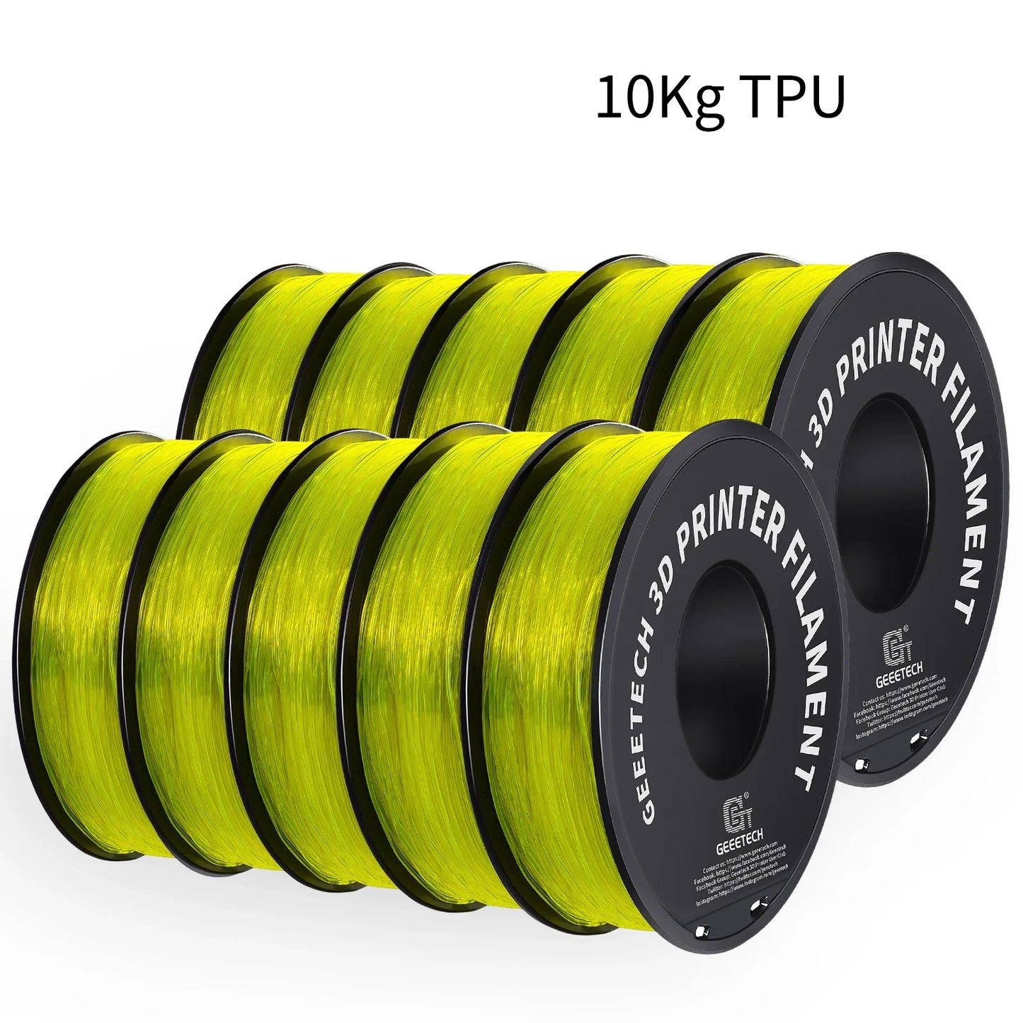 10Kg TPU 3D Printer Filament material 1kg 2.2LBS/Spool 1.75mm Plastic Vacuum Packaging Non-Toxic Shore Hardness 95A
