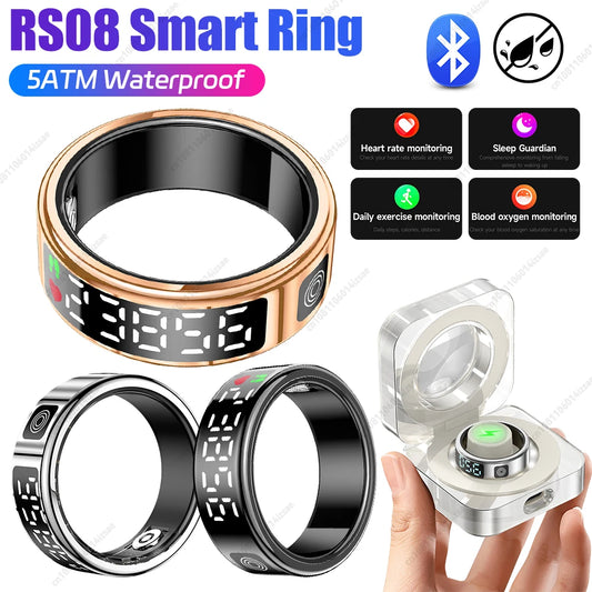 New RS08 Smart Ring 5ATM Waterproof Health Monitor Heart Rate Blood Oxygen Sleep Monitoring Sleep Ring for Men Women for Xiaomi