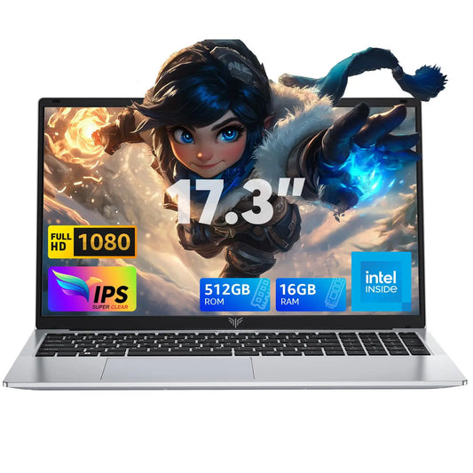 17.3inch Laptop with High Performance Quad Core-12th Alder Lake N97 Laptop Computer Spacious Storage 16GB RAM 512GB ROM