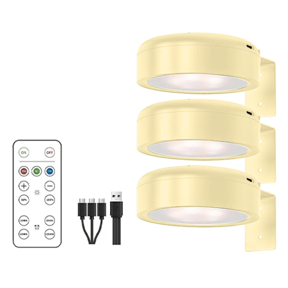 LED Light Magnetic Spotlight Rechargeable Wall Light Wireless Picture Light No Punch Reading Light Bedroom Bedside Light