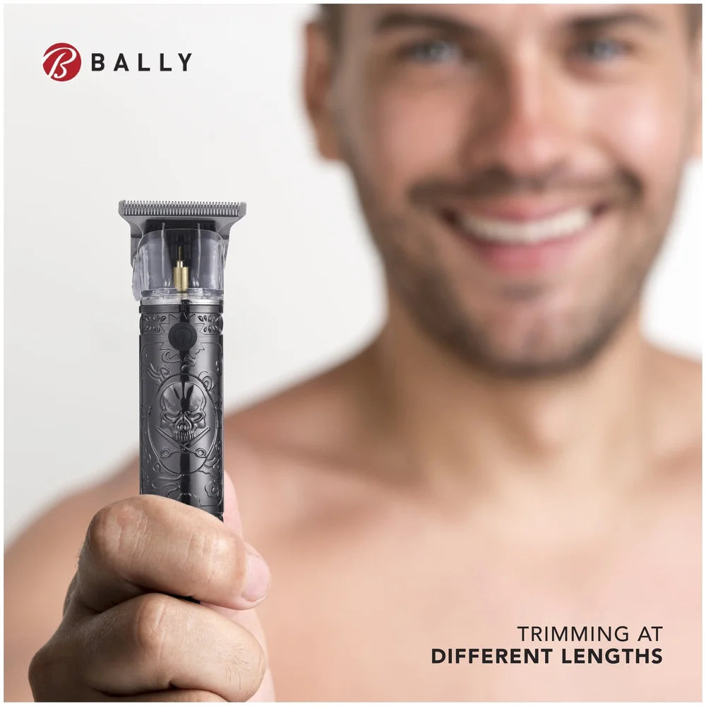 Cordless Rechargeable, Stainless Steel T-Blade Men's Hair Trimmer, Adjustable Comb Guides Professional Haircut LED Battery