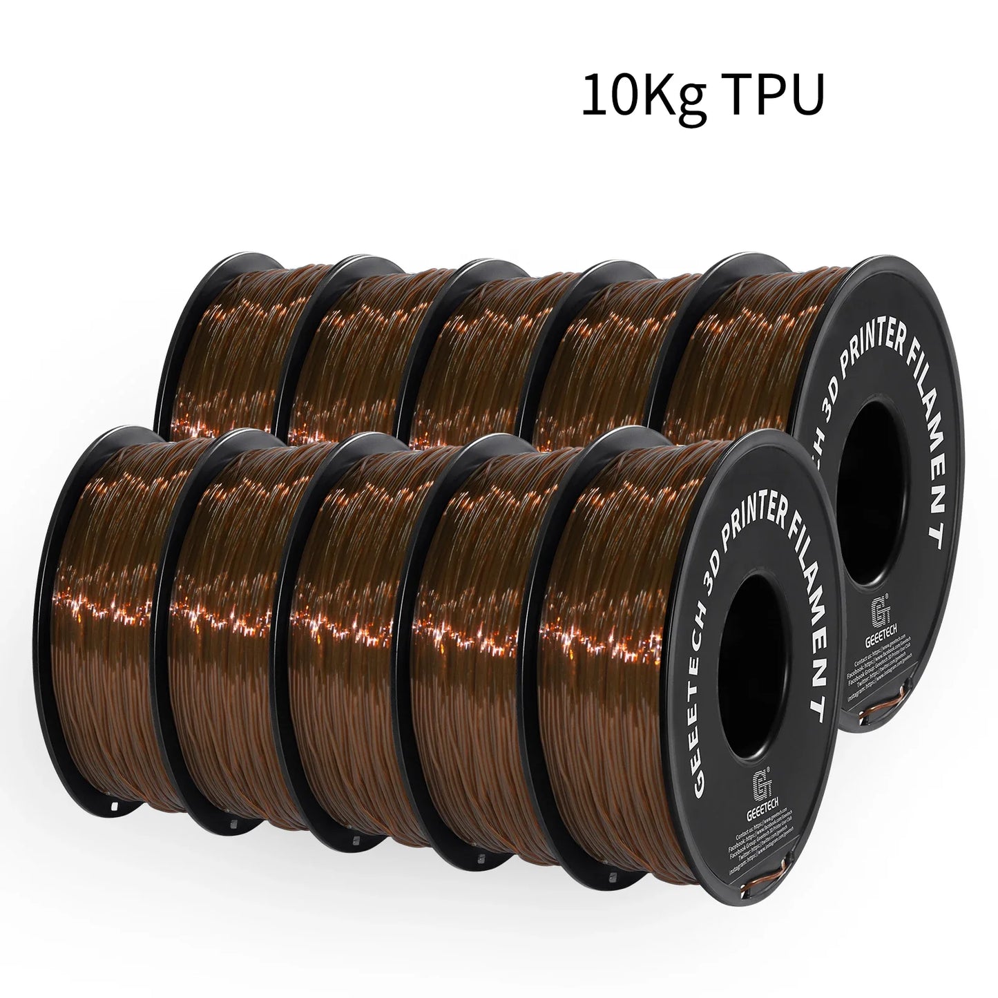 10Kg TPU 3D Printer Filament material 1kg 2.2LBS/Spool 1.75mm Plastic Vacuum Packaging Non-Toxic Shore Hardness 95A