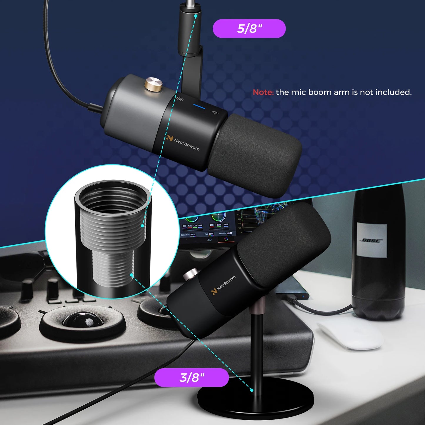 Professional Microphone Dynamic XLR USB Mic Desktop US Local Shipping Plug-and-Play for Gaming Studio Streaming