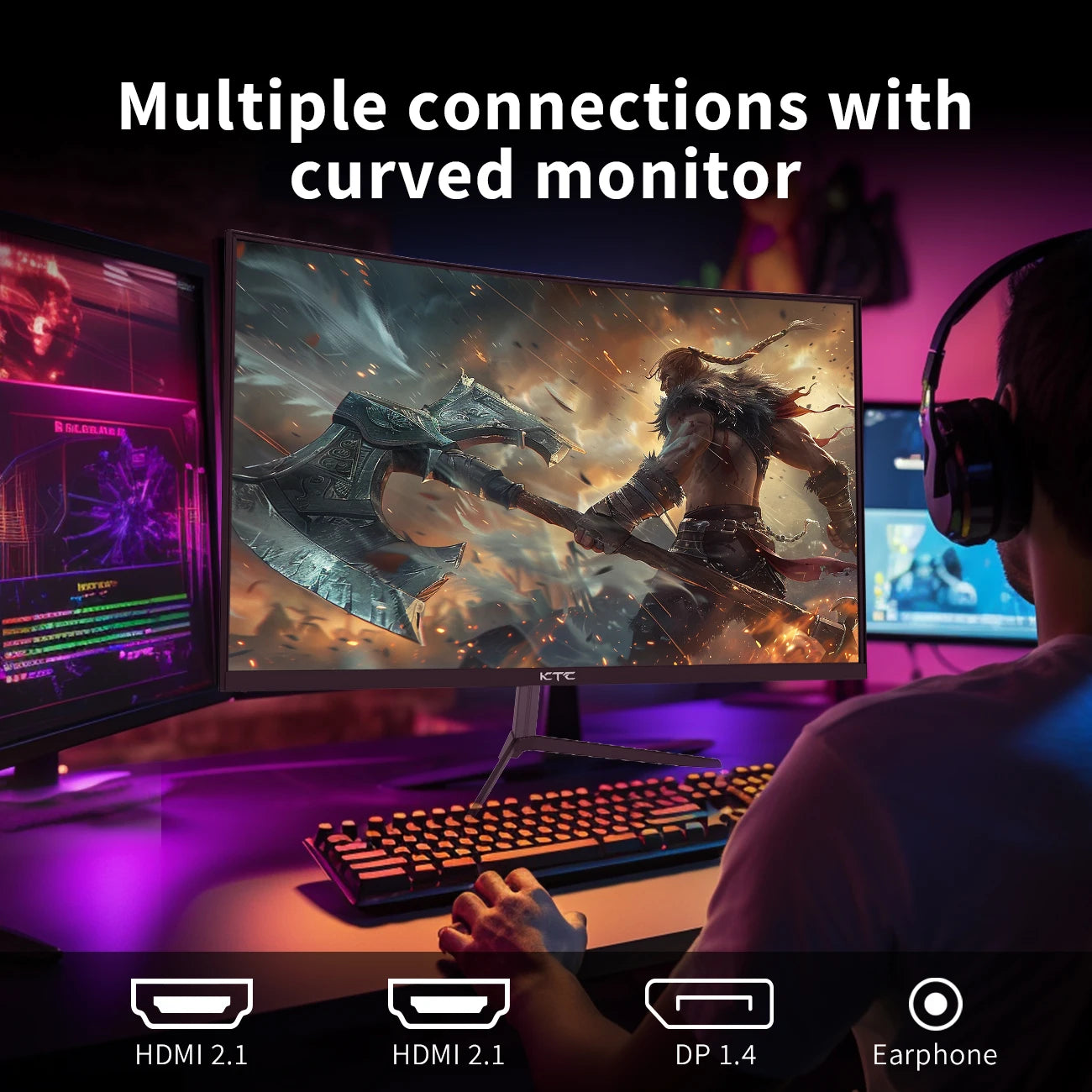 24 inch 1500R Curved Gaming Monitor 165Hz 1ms FHD 1080p VA Tilt Adaptive Sync HDR 110% sRGB DP/HDMI,VESA for Gaming Home Office