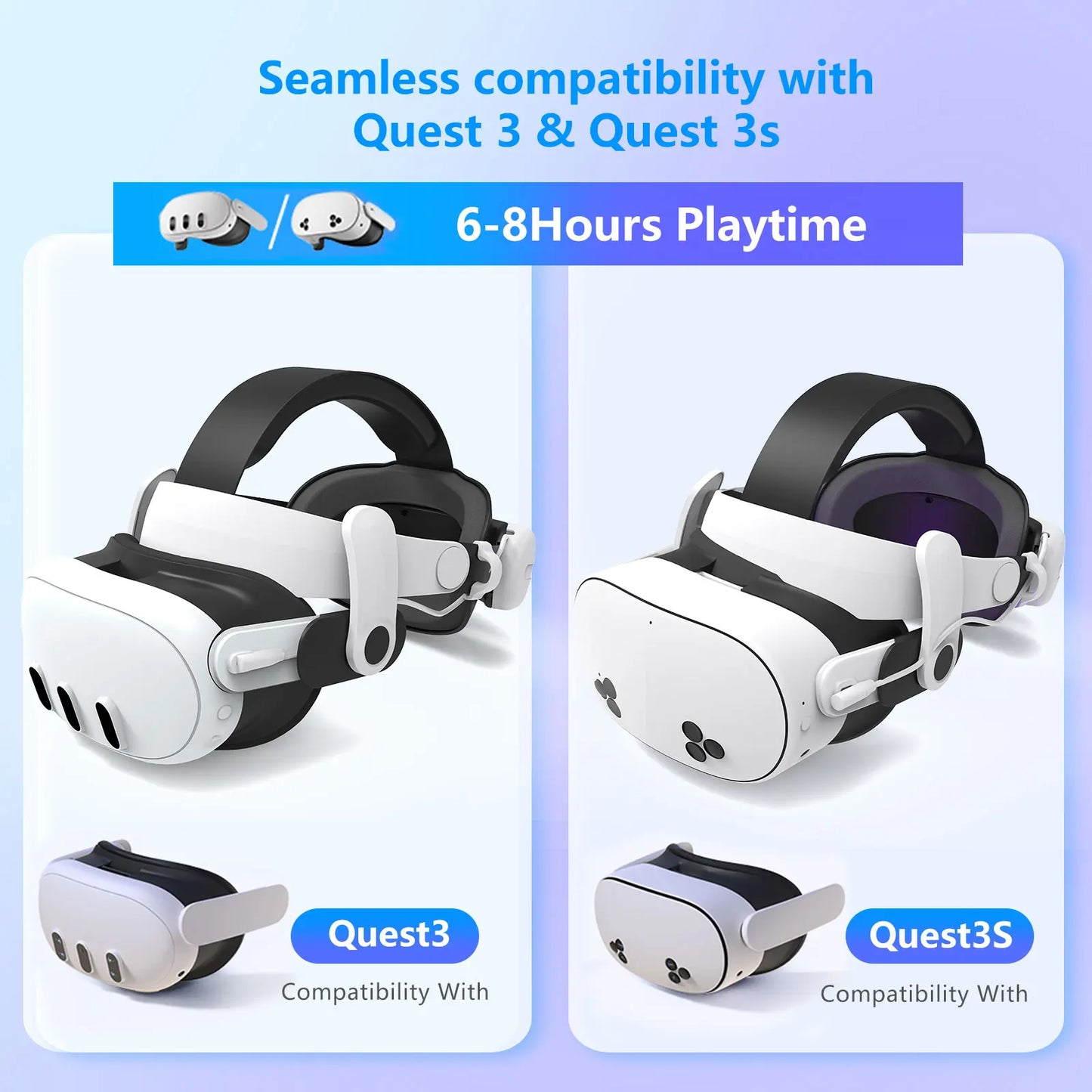 for Meta Quest 3/3s Accessories S4 Head Strap Built-in 12000mAh Battery Pack PD Fast Charging  Replacement Battery Strap Enhance