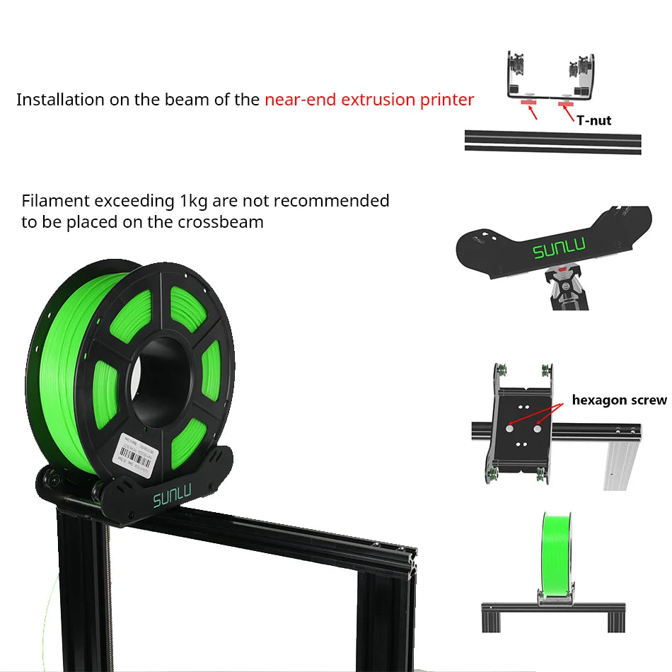 3D Printer Filament Holder, Precision Adjustable 3D Filament Mount Rack Adaptive for 1KG/2KG/5KG Spool