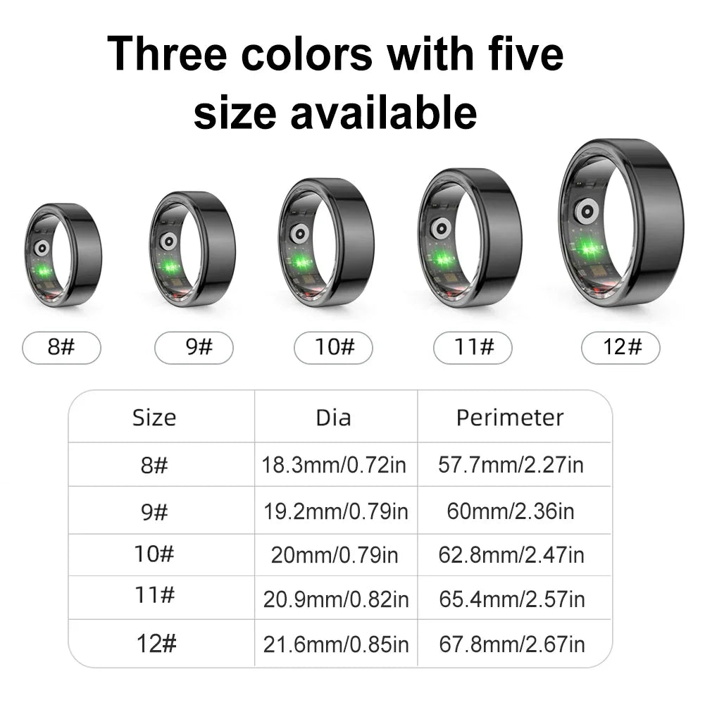 Smart Ring Heart Rate Pressure Blood Oxygen Sleep Monitor 2025 Men Women Waterproof Health Monitor Sport Modes Smart Ring
