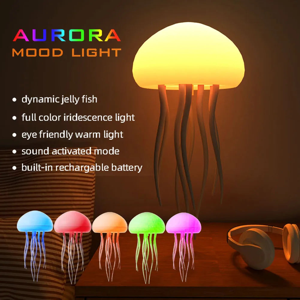 Jellyfish Night Light with Dancing Legs Jellyfish Table Lamp Rechargeable Jellyfish Desk Lamp RGB Gradient for Home Office Decor