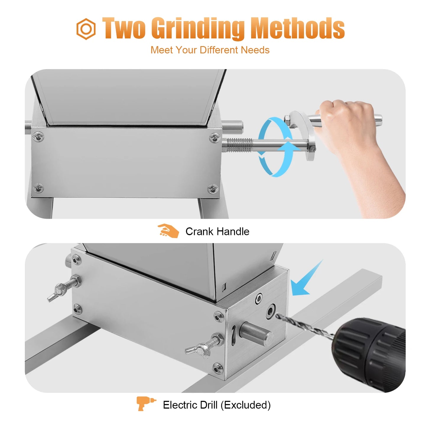 Manual Malt Mill Stainless Steel Malt Crusher Heavy Duty Homebrew Grain Crusher Adjustable Barley Grinder