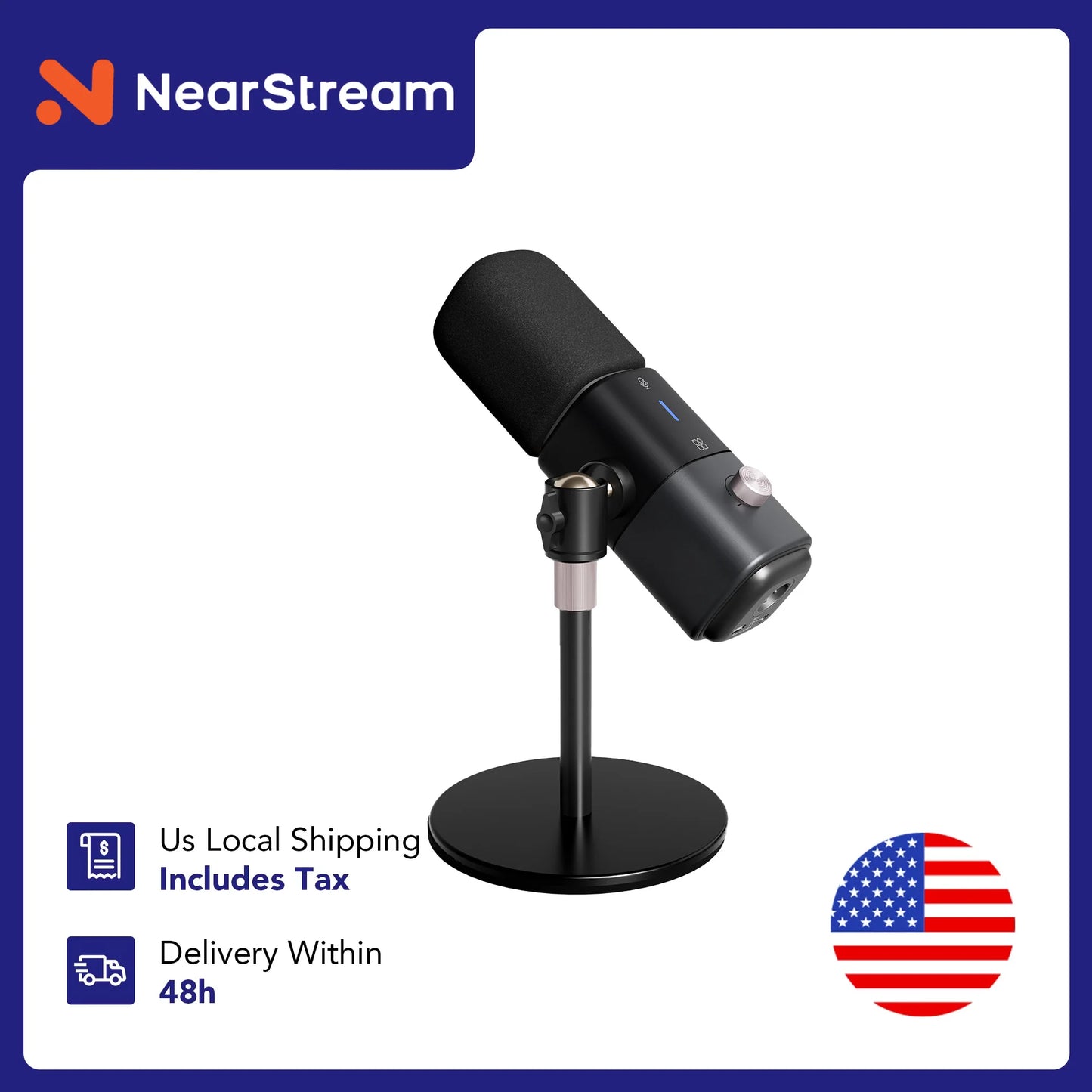 Professional Microphone Dynamic XLR USB Mic Desktop US Local Shipping Plug-and-Play for Gaming Studio Streaming