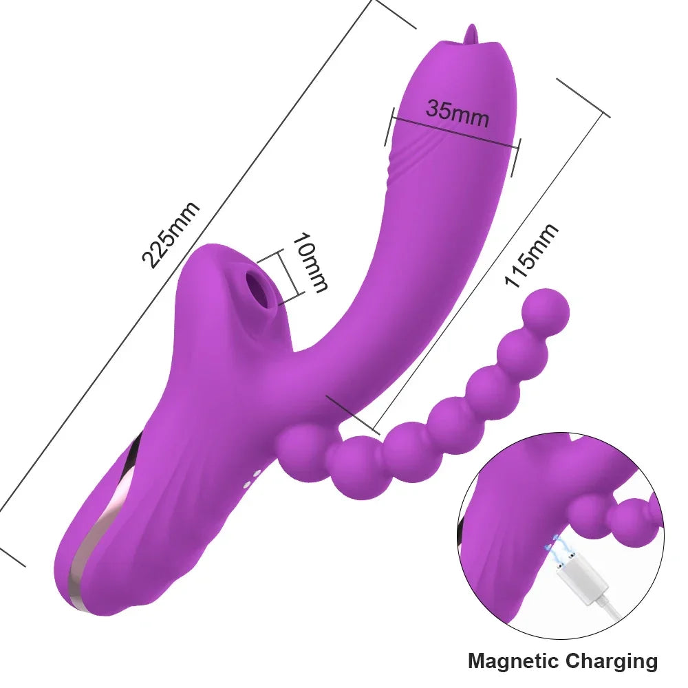 3 in 1 Clit Sucker Dildo Vibrator for Women, Clitoris Stimulator, G Spot Tongue Licking Vacuum Massager Sex Toys Adult Goods 18+
